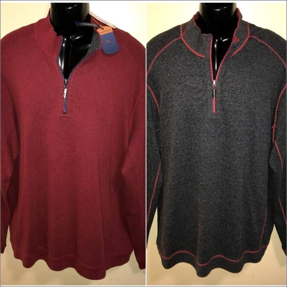 Men's Tommy Bahama Flip Side Pro 1/2 Zip Reversible Sweater-Size: XLT - Picture 1 of 16